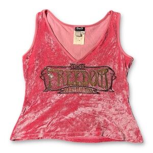 Vintage Y2K Dolce & Gabbana Crop Tank Top V Neck Pink Velvet Freedom
